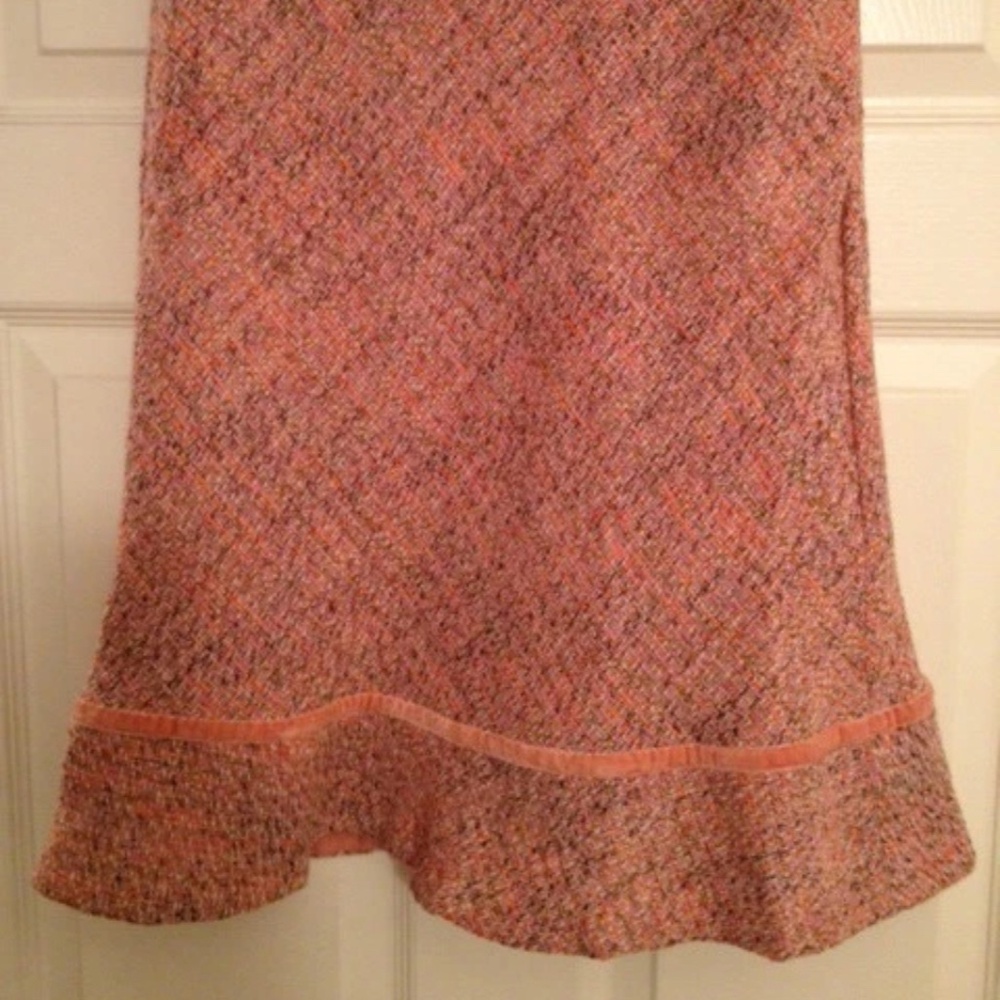 GAP TWILL TWEED PINK WOOL SKIRT with VELVET TRIM size 2